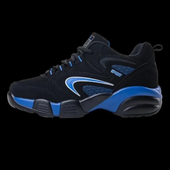 NWOT Men's US 6.5 Casual Fashion Sport Tennis Shoes, Black & Blue - Picture 6 of 9